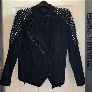 Spiked/Studded Faux Leather Jacket